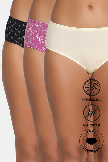 Buy Zivame Low Rise Full Coverage Hipster Panty  (Pack of 3) - Multicolor